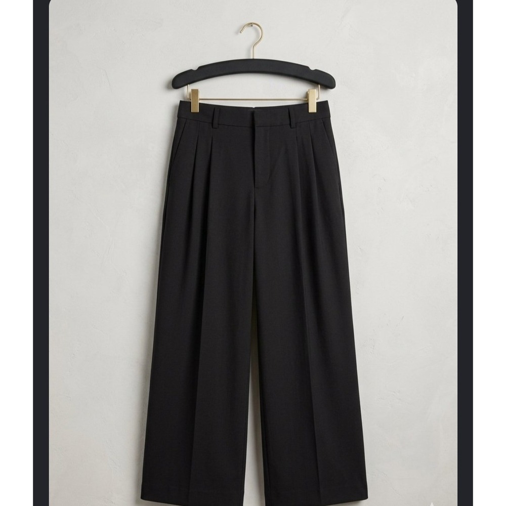 Madewell Harlow Wide-Leg Pants True Black Pleated Trousers NT345 Size 4 NEW